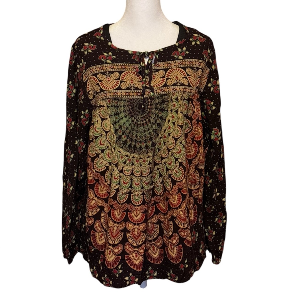 Sacred Threads Black and Orange Boho Blouse